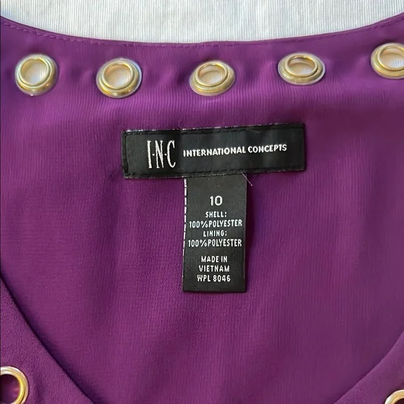 INC International Concepts Purple Asymmetrical Tie Front Sleeveless Blouse - Picture 2 of 6